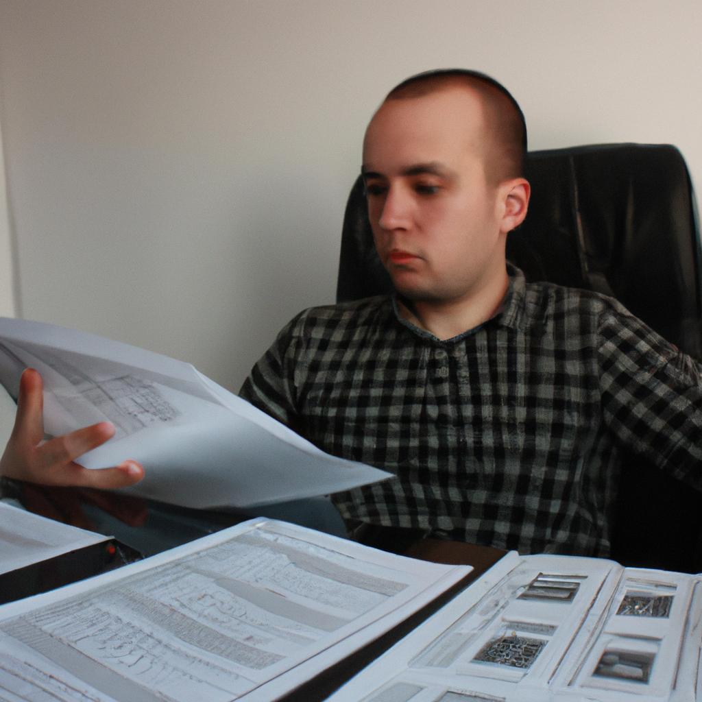 Person reading financial documents, contemplating