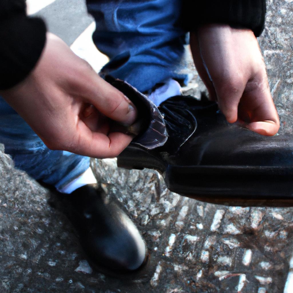 Person inserting padding into shoes